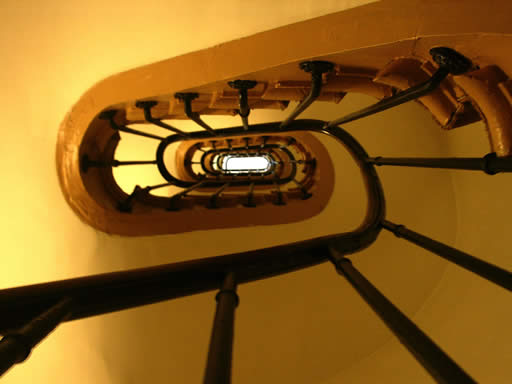 looking up the staircase in our hotel